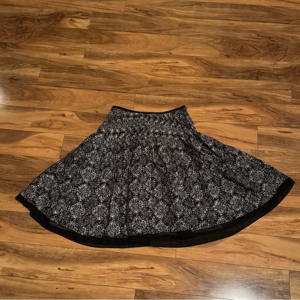 Christopher & Banks Black and White Midi Skirt